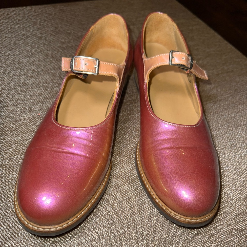 John Fluevog Biblio Barnett Mary Jane Flats Copper Metallic Size 10
